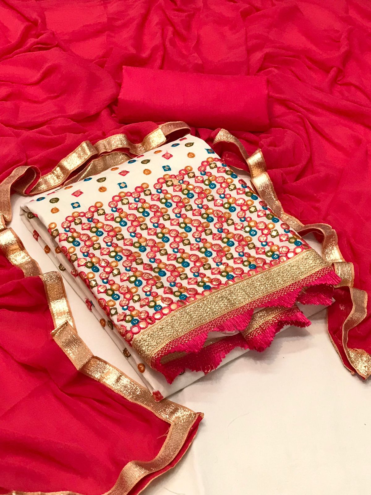 Tcvn Flora New Fancy Festive Wear Cotton Embroidery Dress Material Collection